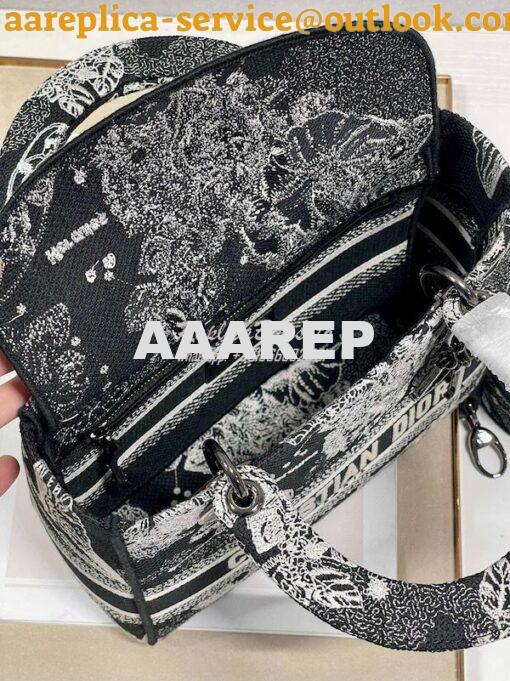 Replica Dior Medium Lady D-Lite Bag Black Toile de Jouy Zodiac Embroid 9
