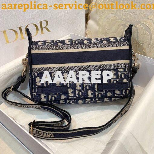 Replica Dior Small DiorCamp Bag Blue Oblique Embroidery M1241 8