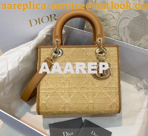 Replica Dior Medium Lady Dior Bag Natural Cannage Raffia M0565