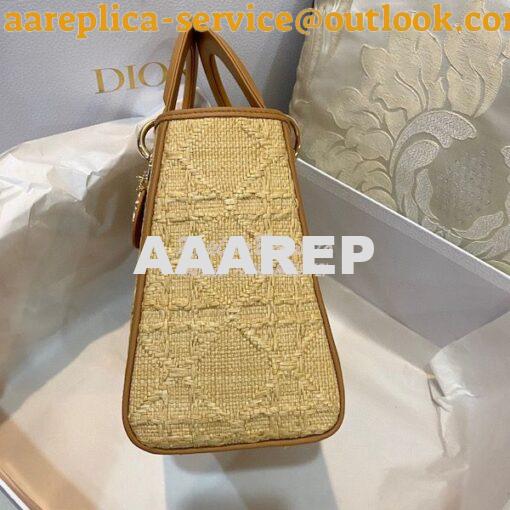 Replica Dior Medium Lady Dior Bag Natural Cannage Raffia M0565 2
