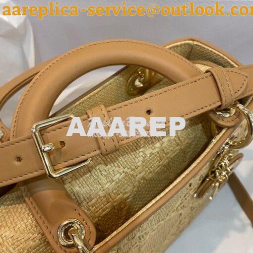 Replica Dior Medium Lady Dior Bag Natural Cannage Raffia M0565 6