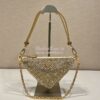 Replica Prada Triangle Satin Mini-bag With Crystals 1BC190 Gold