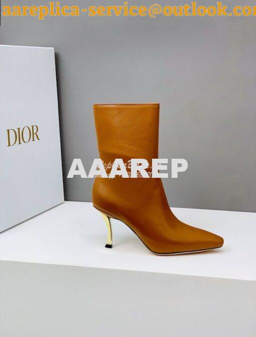 Replica Dior D-Fame Heeled Ankle Boot KDI806 Smooth Calfskin 4