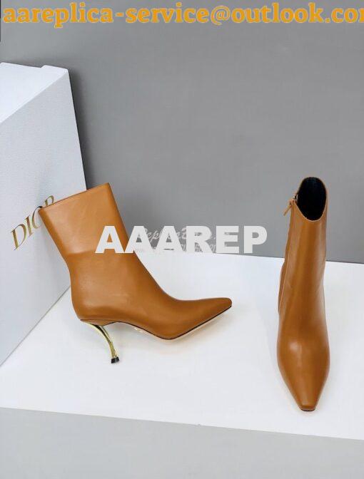 Replica Dior D-Fame Heeled Ankle Boot KDI806 Smooth Calfskin 5