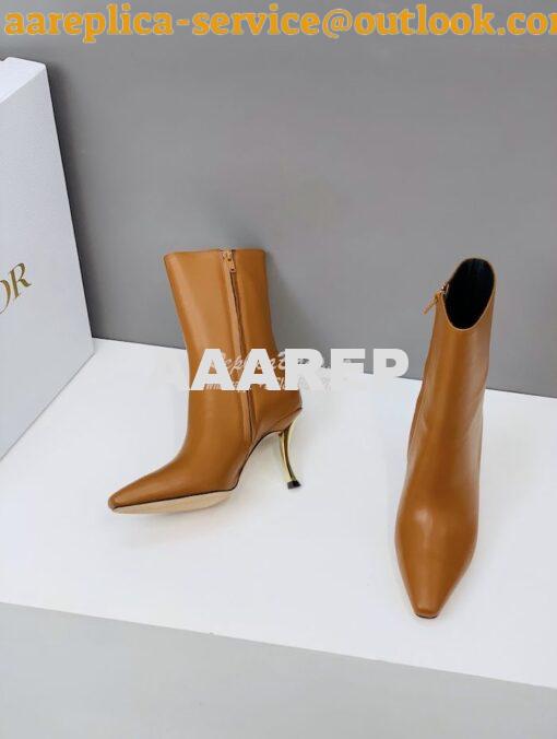Replica Dior D-Fame Heeled Ankle Boot KDI806 Smooth Calfskin 8