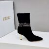 Replica Dior D-Fame Heeled Ankle Boot KDI806 Black Suede Calfskin