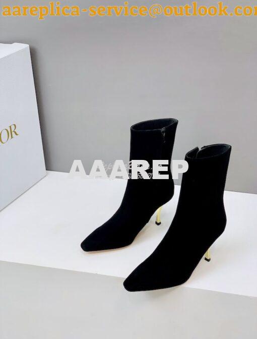 Replica Dior D-Fame Heeled Ankle Boot KDI806 Black Suede Calfskin 2