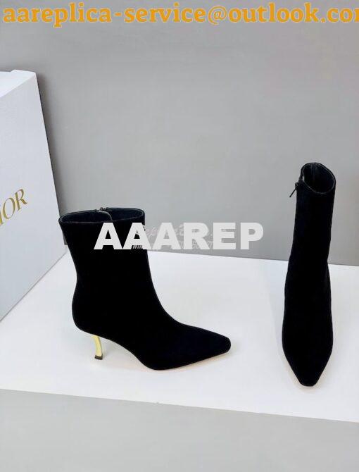 Replica Dior D-Fame Heeled Ankle Boot KDI806 Black Suede Calfskin 3