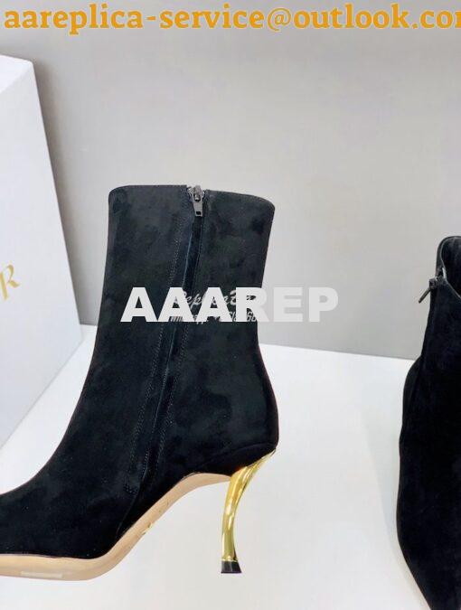 Replica Dior D-Fame Heeled Ankle Boot KDI806 Black Suede Calfskin 6