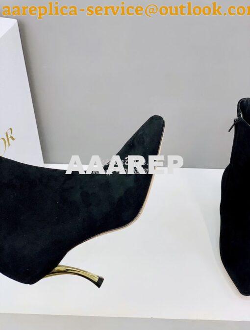 Replica Dior D-Fame Heeled Ankle Boot KDI806 Black Suede Calfskin 7