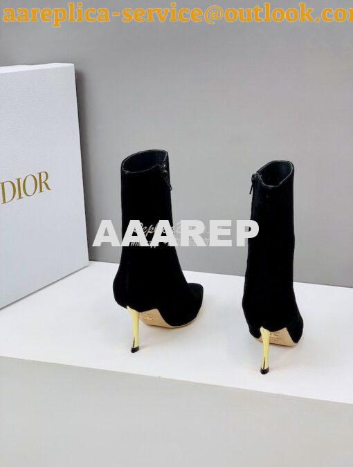 Replica Dior D-Fame Heeled Ankle Boot KDI806 Black Suede Calfskin 8