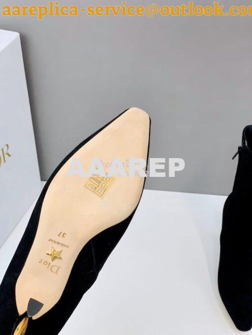 Replica Dior D-Fame Heeled Ankle Boot KDI806 Black Suede Calfskin 9