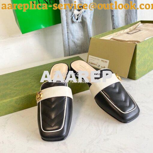 Replica Gucci Women's slipper Matelassé Chevron with Double G 670398 2