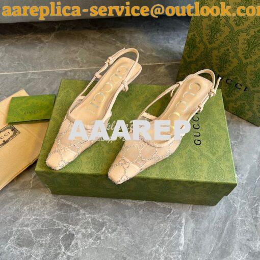 Replica Gucci Aria Women's GG Slingback Pump 675829 Mesh with GG cryst 12