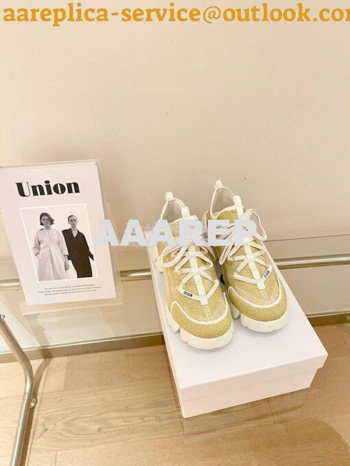 Replica Dior D-Connect Mesh Sneaker In Gold Textile KCK222