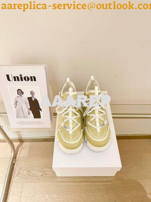 Replica Dior D-Connect Mesh Sneaker In Gold Textile KCK222 2