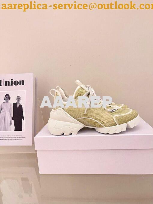 Replica Dior D-Connect Mesh Sneaker In Gold Textile KCK222 3