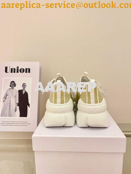 Replica Dior D-Connect Mesh Sneaker In Gold Textile KCK222 4
