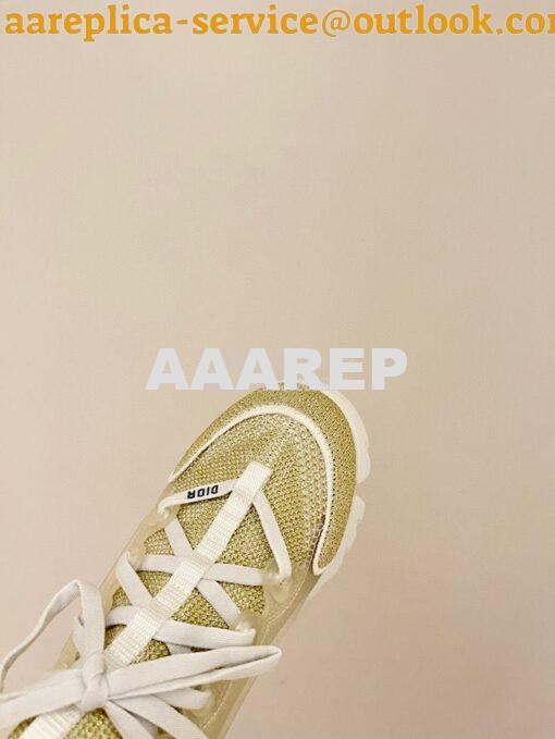 Replica Dior D-Connect Mesh Sneaker In Gold Textile KCK222 6