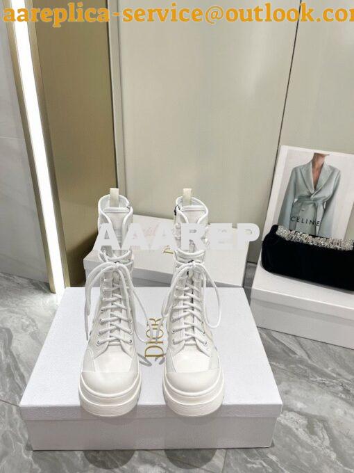 Replica Dior D-Rise Boot White Technical Fabric and Calfskin KCI768 3