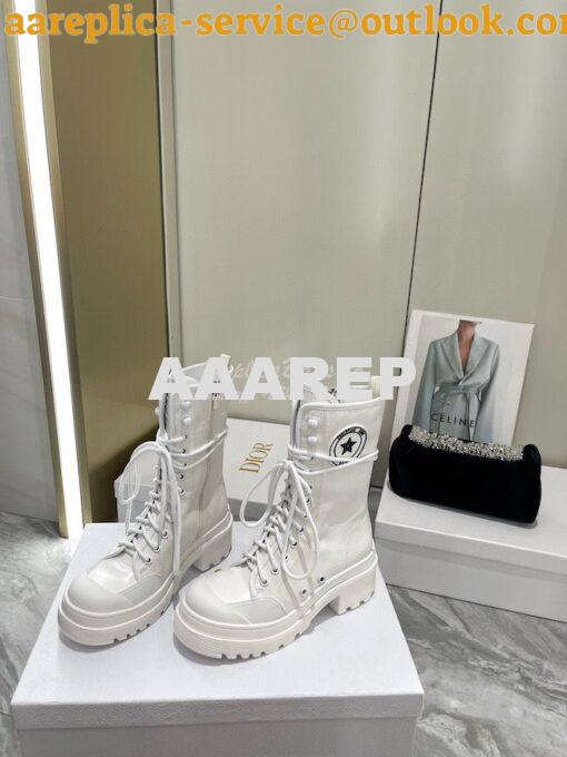 Replica Dior D-Rise Boot White Technical Fabric and Calfskin KCI768 4
