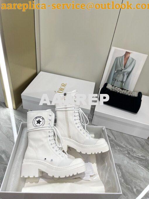 Replica Dior D-Rise Boot White Technical Fabric and Calfskin KCI768 5