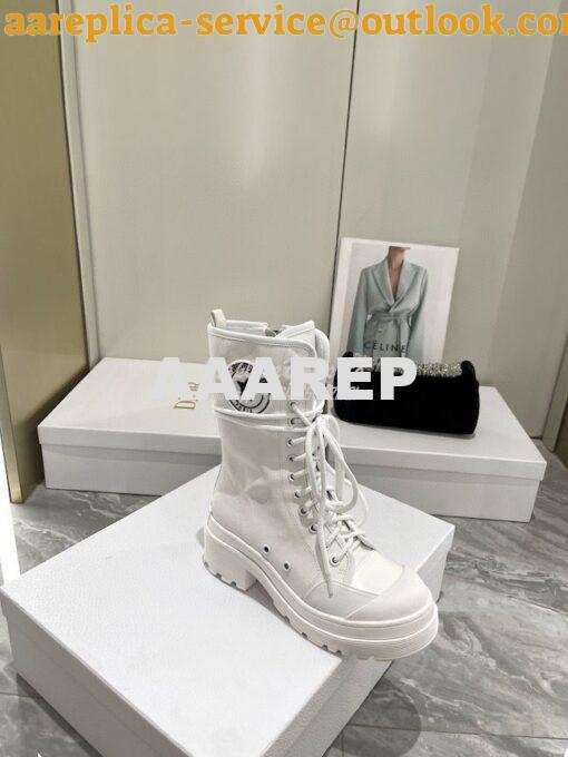 Replica Dior D-Rise Boot White Technical Fabric and Calfskin KCI768 8