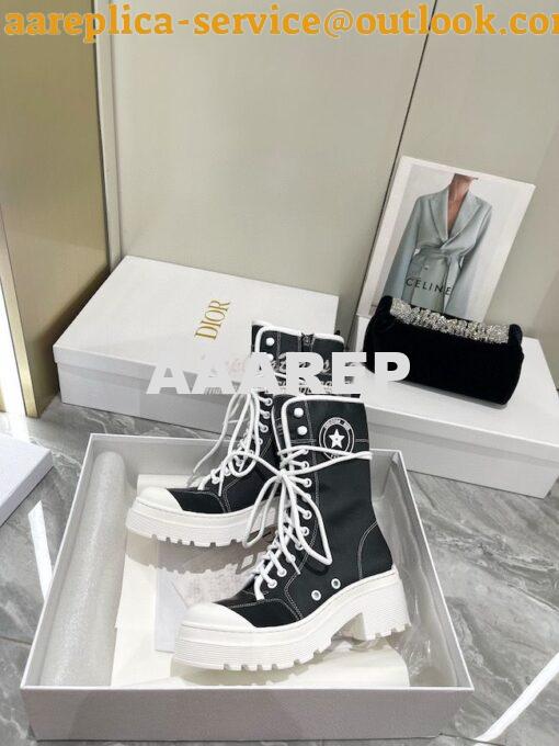 Replica Dior D-Rise Boot Black Technical Fabric and Calfskin KCI768 6