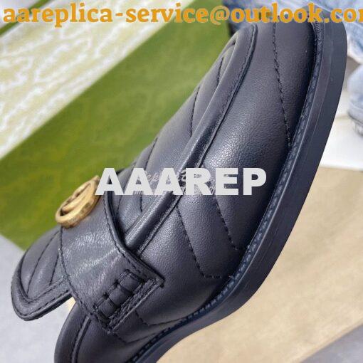 Replica Gucci Aria Slipper With Double G 670400 Black Chevron Matelass 8