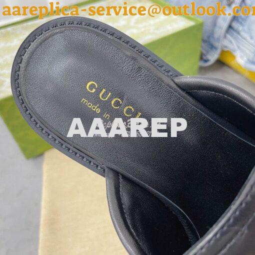 Replica Gucci Aria Slipper With Double G 670400 Black Chevron Matelass 9