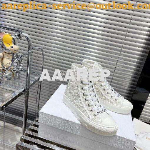 Replica Dior Walk'N'Dior High-top Sneaker White Macramé Embroidered Co