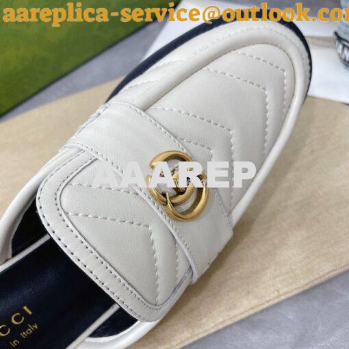Replica Gucci Aria Slipper With Double G 670400 White Chevron Matelass 7