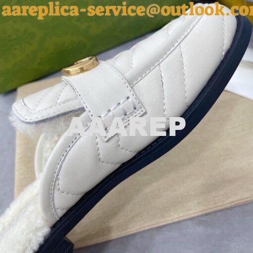 Replica Gucci Aria Slipper With Double G 670400 White Chevron Matelass 8