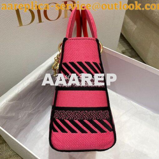 Replica Dior Medium Lady D-Lite Bag Bright Pink Multicolor D-Flower Po 3