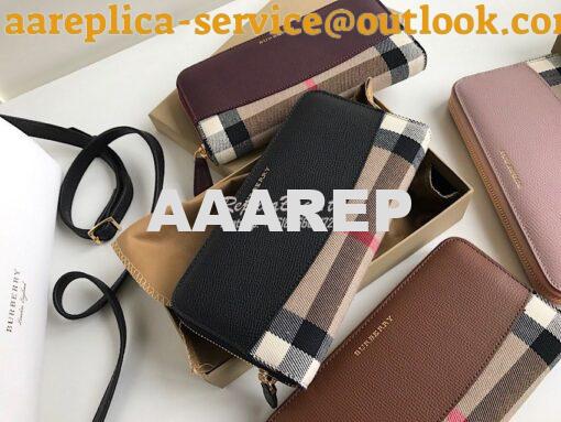 Replica Burberry House Check and Grainy Calf Leather Zip Around Wallet 2