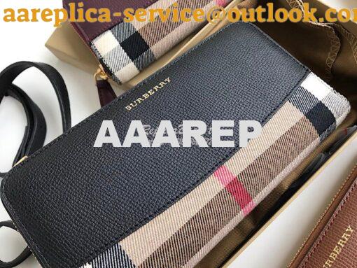 Replica Burberry House Check and Grainy Calf Leather Zip Around Wallet 3