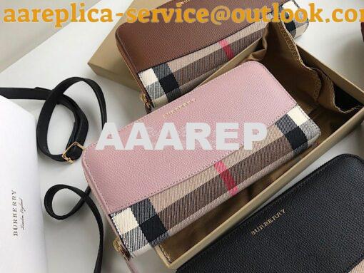 Replica Burberry House Check and Grainy Calf Leather Zip Around Wallet 6