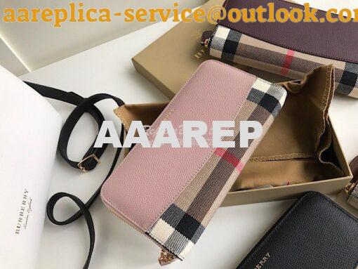 Replica Burberry House Check and Grainy Calf Leather Zip Around Wallet 9