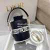 Replica Small Dior Vibe Bucket Bag M8703 White and Blue Smooth Calfski 12