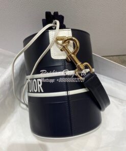 Replica Small Dior Vibe Bucket Bag M8703 Blue Smooth Calfskin 2