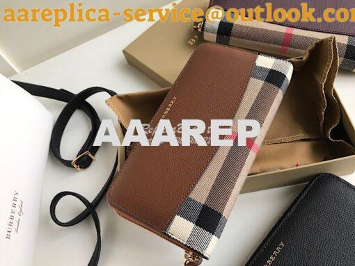 Replica Burberry House Check and Grainy Calf Leather Zip Around Wallet 16