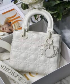 Replica Dior Small Lady Dior My ABCdior Bag Latte Cannage Calfskin wit