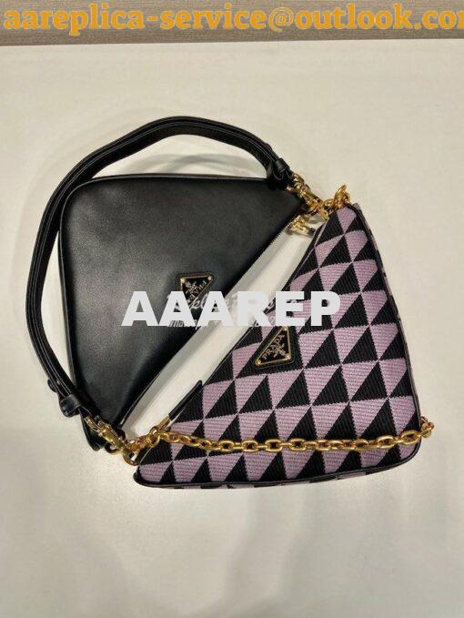 Replica Prada Symbole leather and fabric mini bag 1BC176 Black Alabast 5