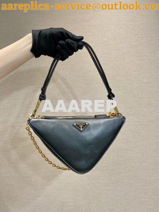 Replica Prada Symbole leather and fabric mini bag 1BC176 Black Alabast 6