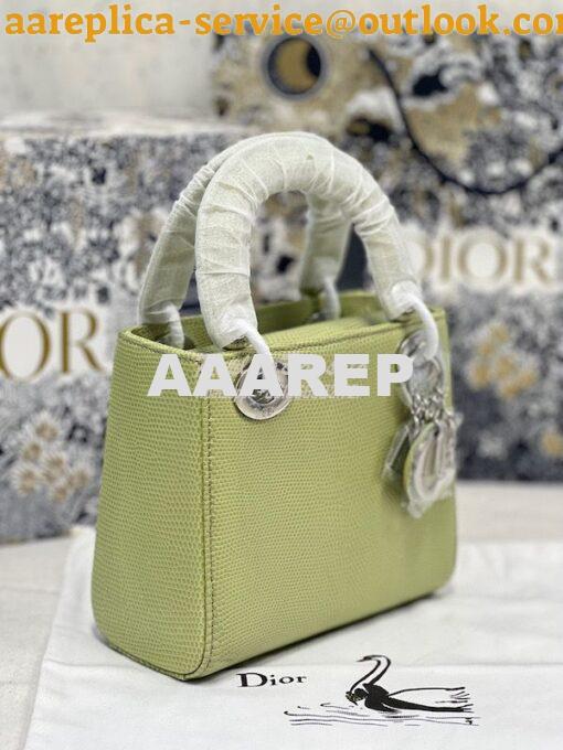 Replica Dior Lizard Leather Mini Lady Dior Bag in Avocado 3