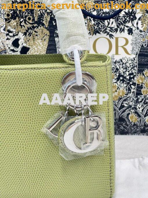 Replica Dior Lizard Leather Mini Lady Dior Bag in Avocado 4