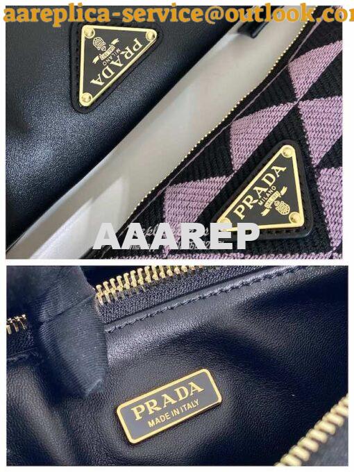 Replica Prada Symbole leather and fabric mini bag 1BC176 Black Alabast 11
