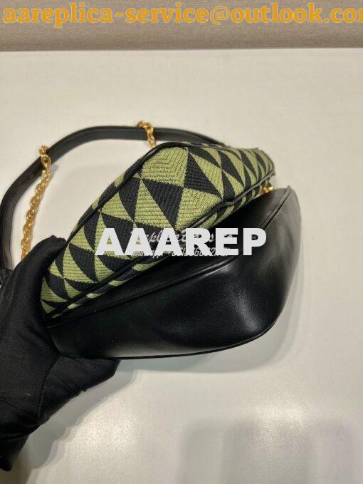 Replica Prada Symbole leather and fabric mini bag 1BC176 Black Ivy Gre 8
