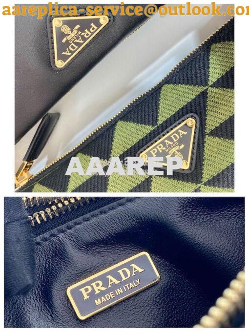 Replica Prada Symbole leather and fabric mini bag 1BC176 Black Ivy Gre 11
