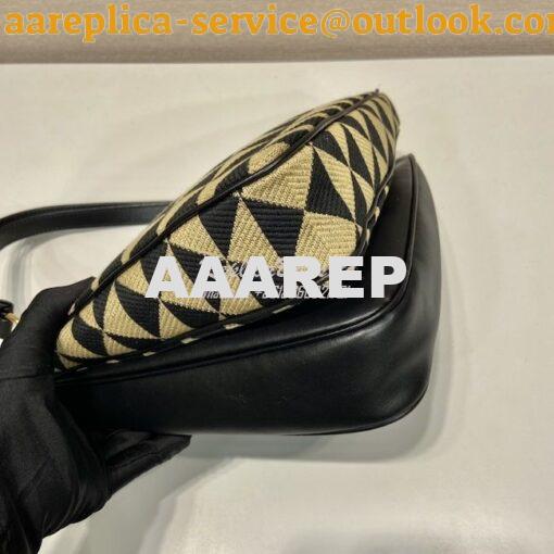 Replica Prada Symbole leather and fabric mini bag 1BC176 Black Beige 8
